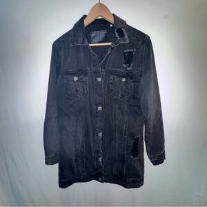 Refuge Denim Black Vintage Distressed Jean Jacket